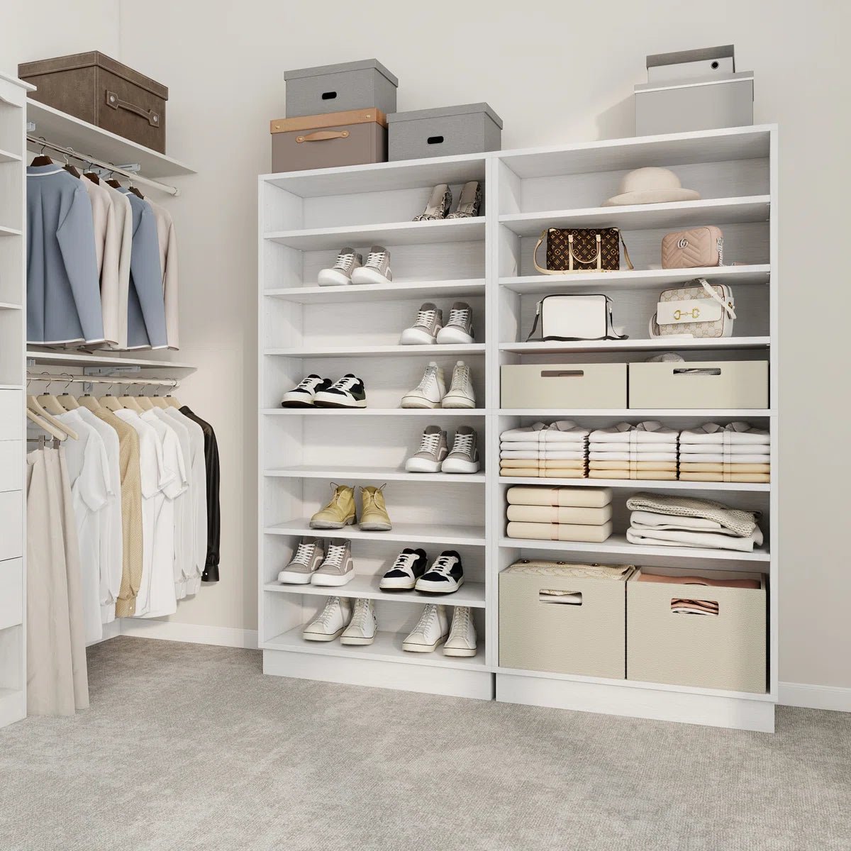 40 Pair Large Shoe Cabinet Shoe Rack with Adjustable Shelf -White/SW9730ACWR
