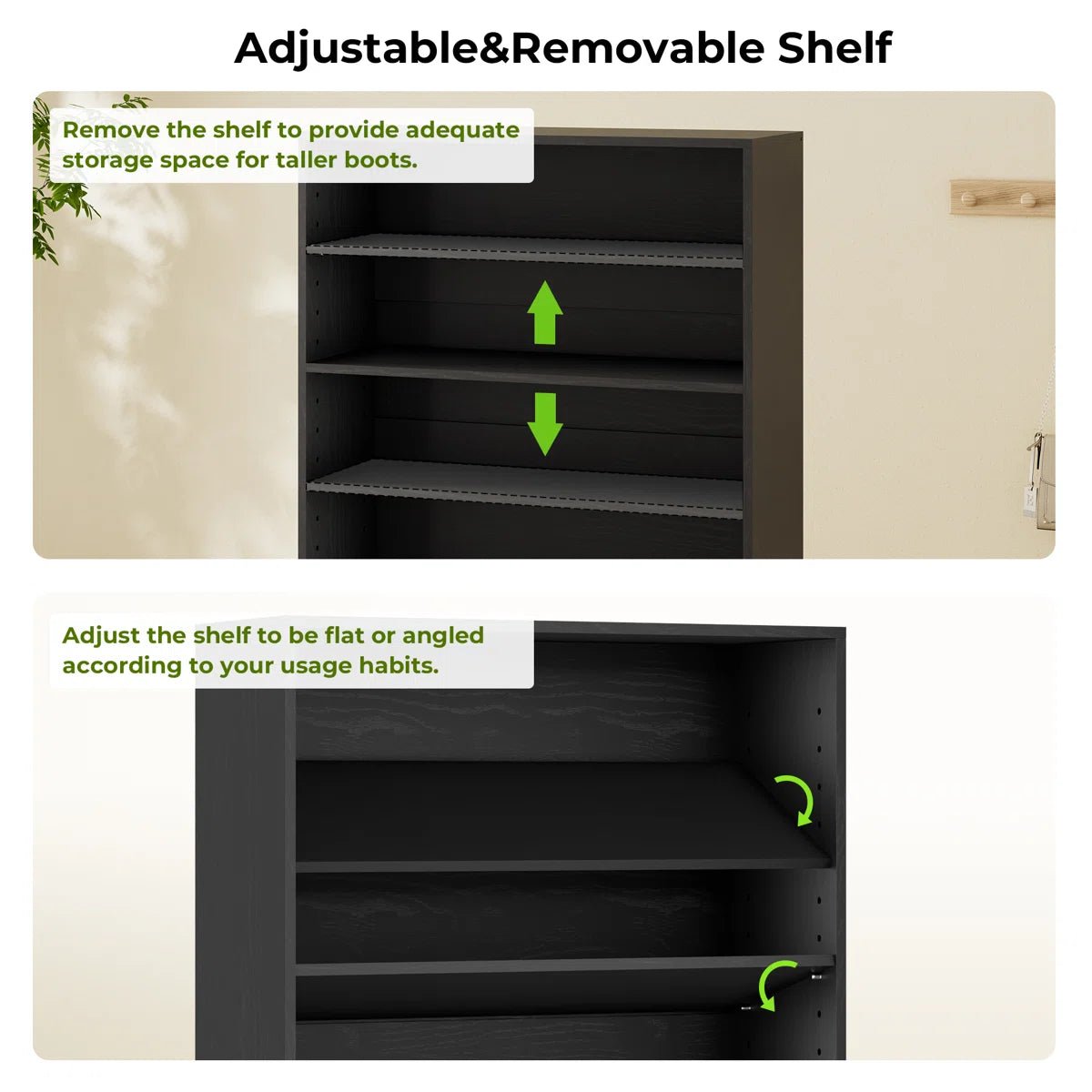 40 Pair Large Shoe Cabinet Shoe Rack with Adjustable Shelf -Black/SW9730ACKB