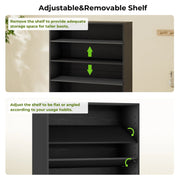 40 Pair Large Shoe Cabinet Shoe Rack with Adjustable Shelf -Black/SW9730ACKB