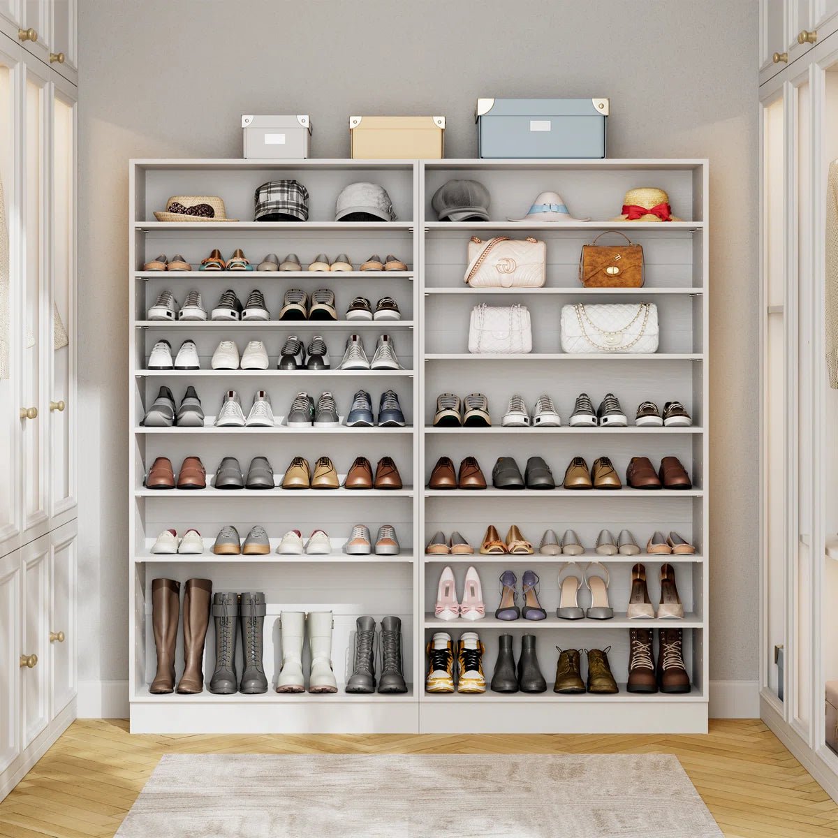 40 Pair Large Shoe Cabinet Shoe Rack with Adjustable Shelf -White/SW9730ACWR