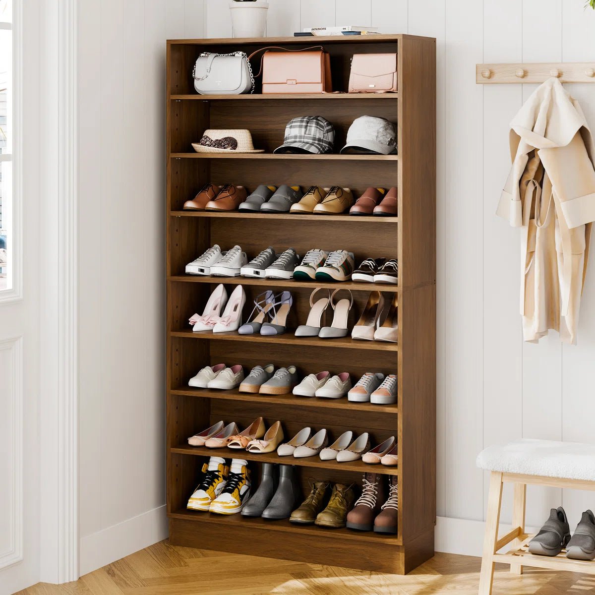 40 Pair Large Shoe Cabinet Shoe Rack with Adjustable Shelf -White/SW9730ACWR