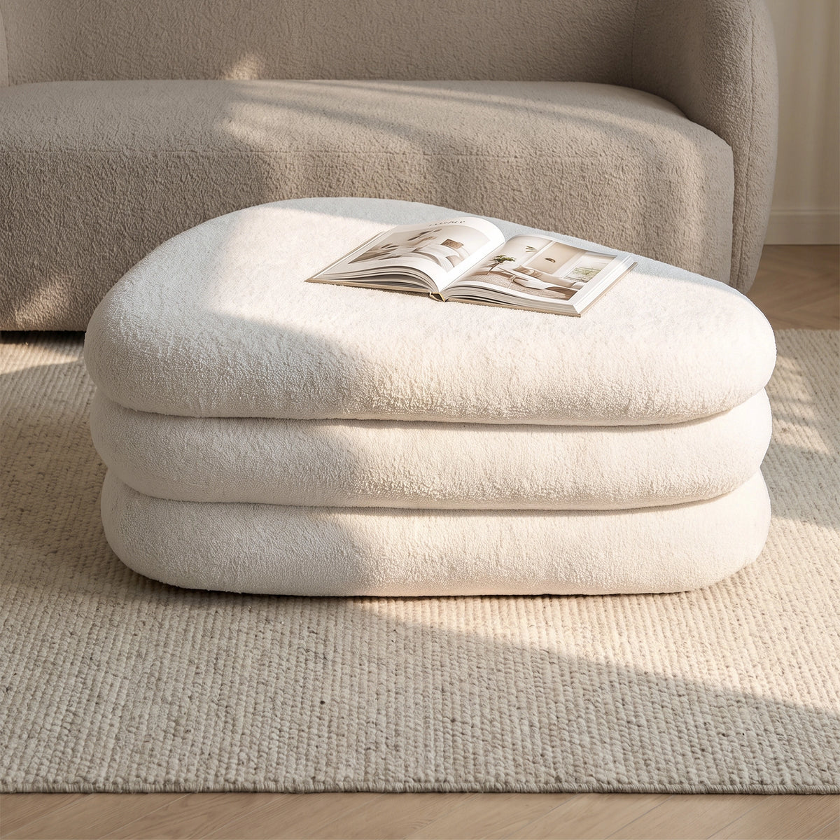 Modern Upholstered Ottoman with Hidden Storage & Lift-Top