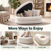 Modern Upholstered Ottoman with Hidden Storage & Lift-Top