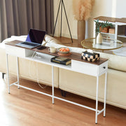 63" Console Table with Drawers and Outlets - White/SW9715CKWR
