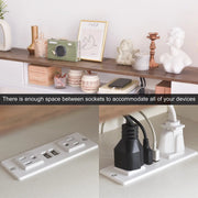 63" Console Table with Drawers and Outlets - White/SW9715CKWR