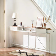 63" Console Table with Drawers and Outlets - White/SW9715CKWR