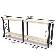70.87" Farmhouse Console Table with Shelf - White/SW9703AJWR