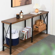 70.87" Farmhouse Console Table with Shelf - Brown/SW9703AJOS