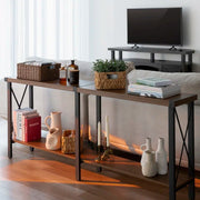 70.87" Farmhouse Console Table with Shelf - Brown/SW9703AJOS