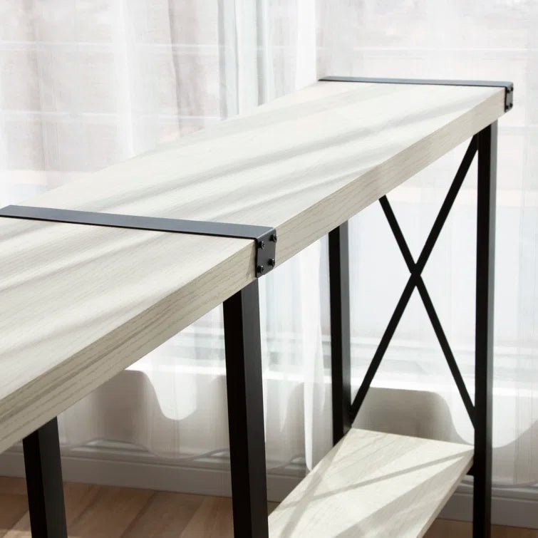 70.87" Farmhouse Console Table with Shelf - White/SW9703AJWR