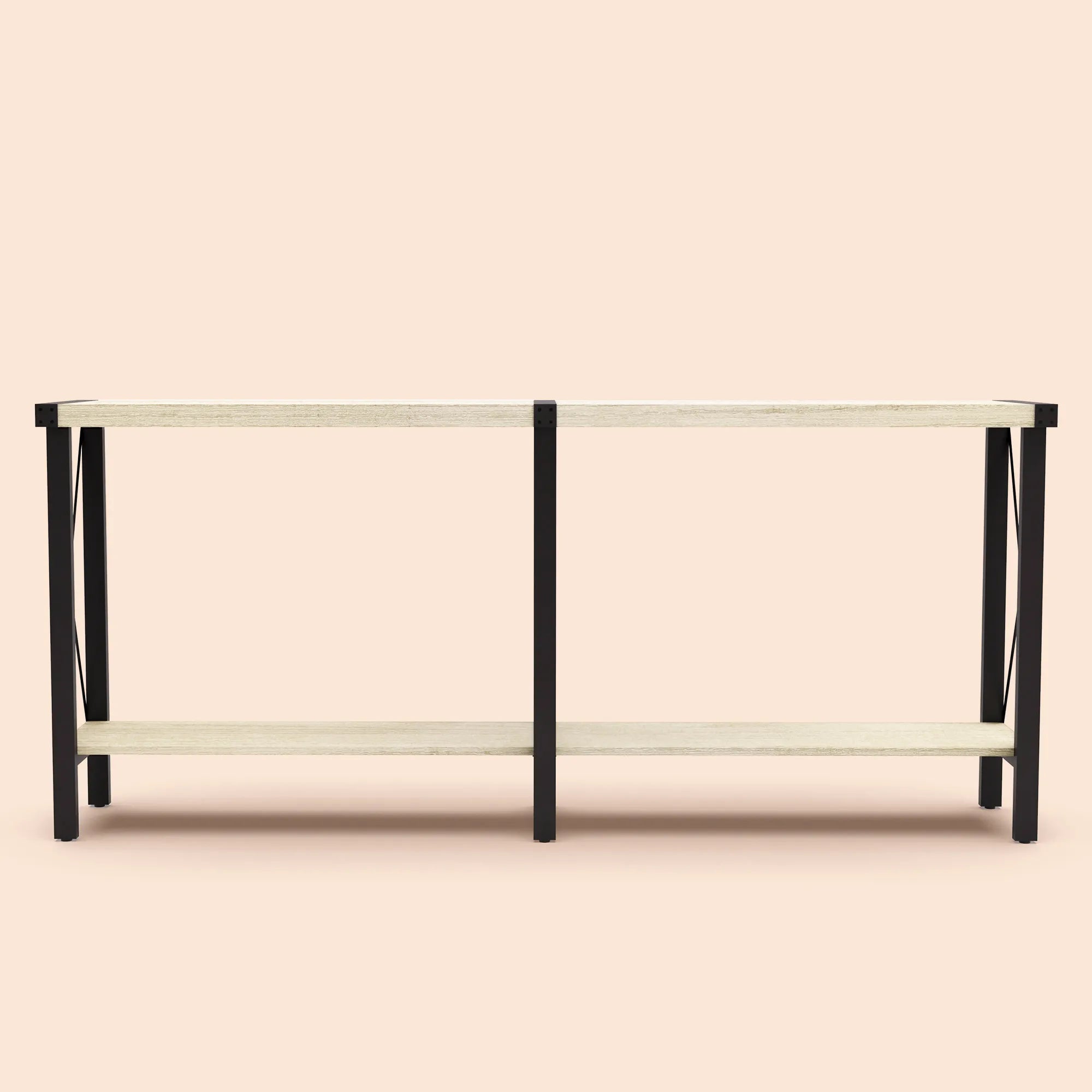 70.87" Farmhouse Console Table with Shelf - White/SW9703AJWR