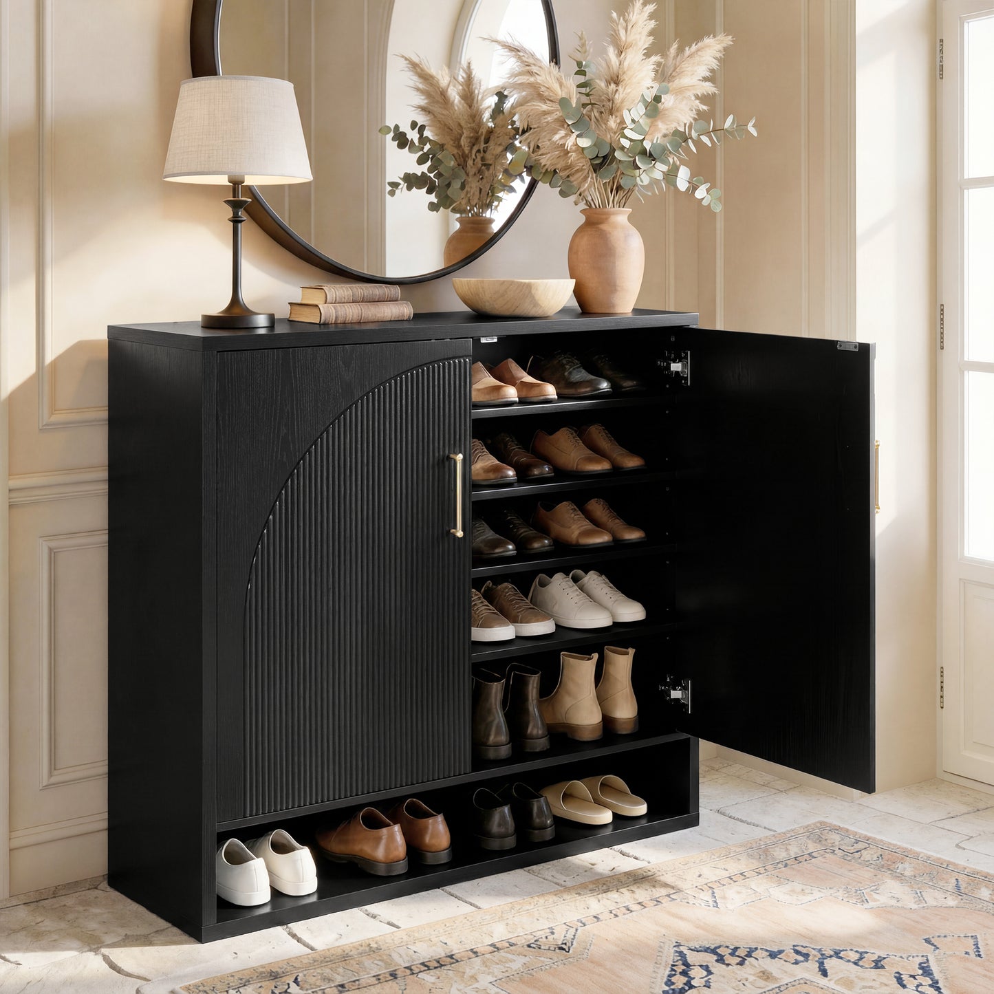24 Pair Shoe Storage Cabinet with Adjustable Shelves - Well Zone | Furniture That Redefines Your Home Sanctuary