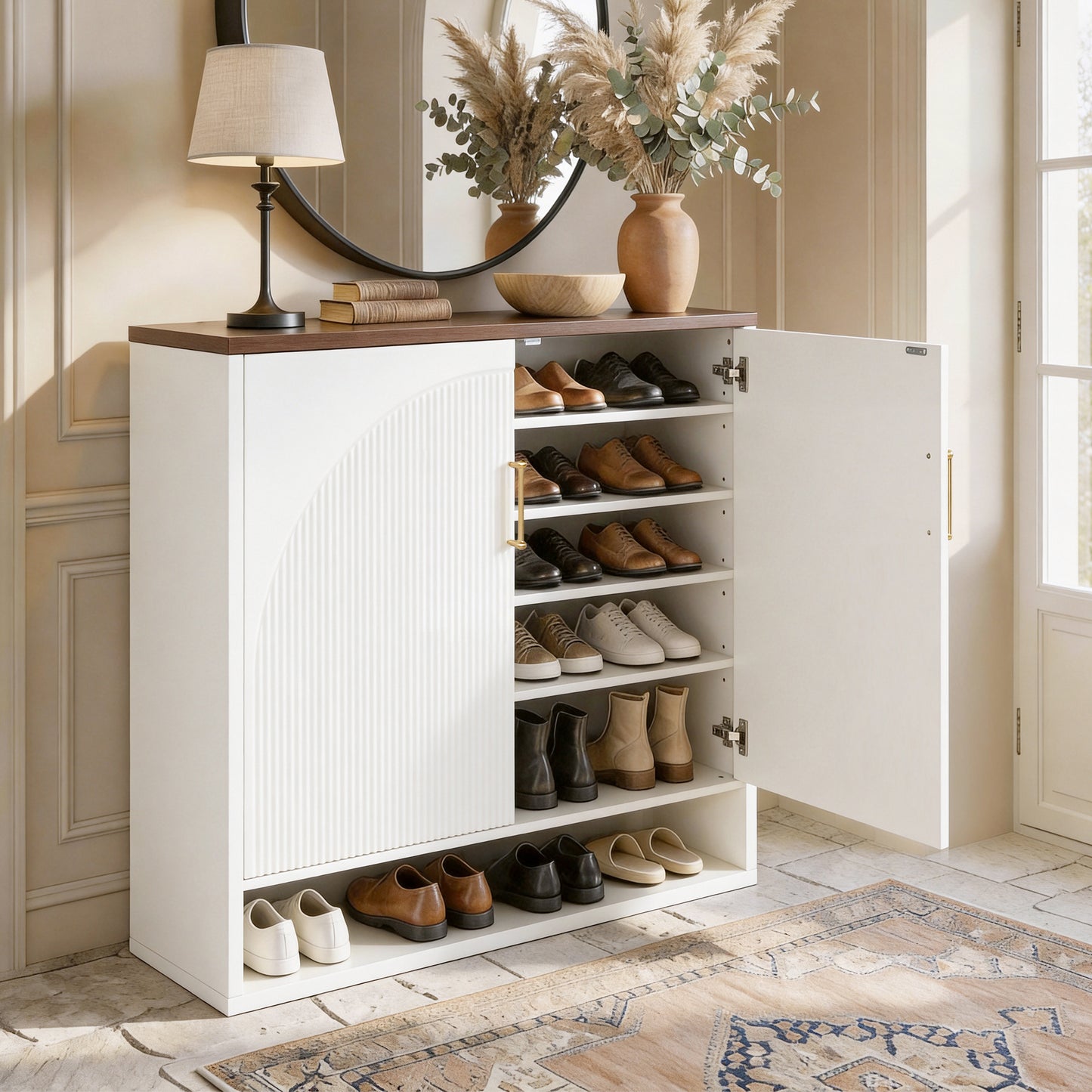 24 Pair Shoe Storage Cabinet with Adjustable Shelves - Well Zone | Furniture That Redefines Your Home Sanctuary