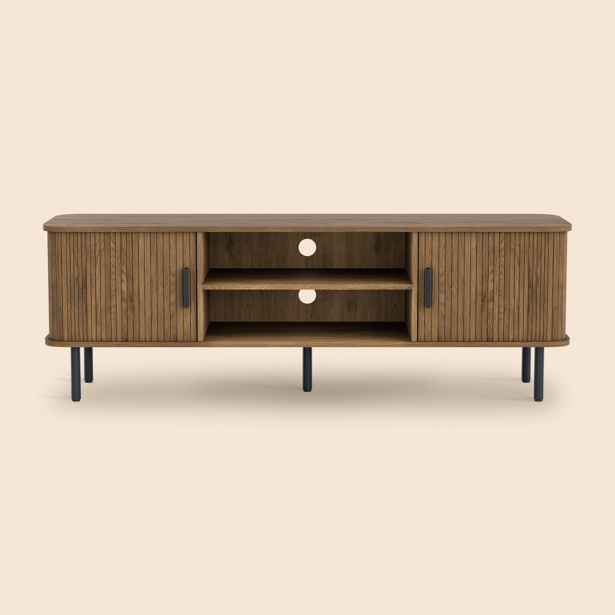 Modern Media Console Tambour TV Stand for 32" - 70" TVs - WELL ZONE