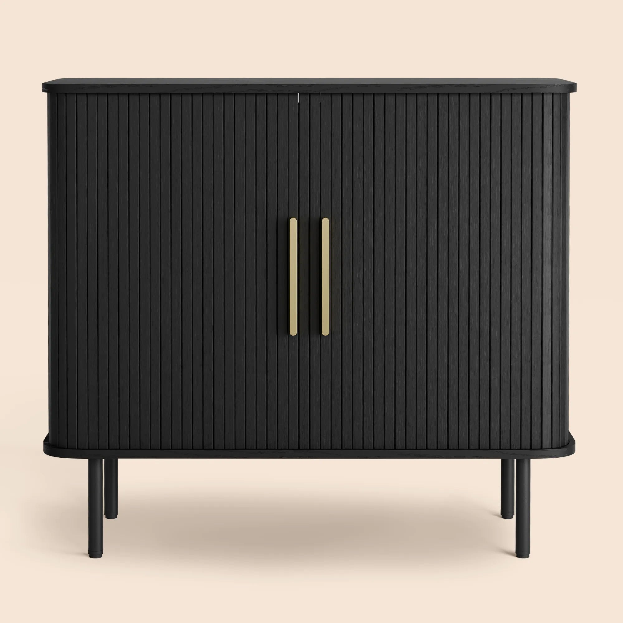 Tambour Door Accent Cabinet with Shelves - Black/SW9723AJKB