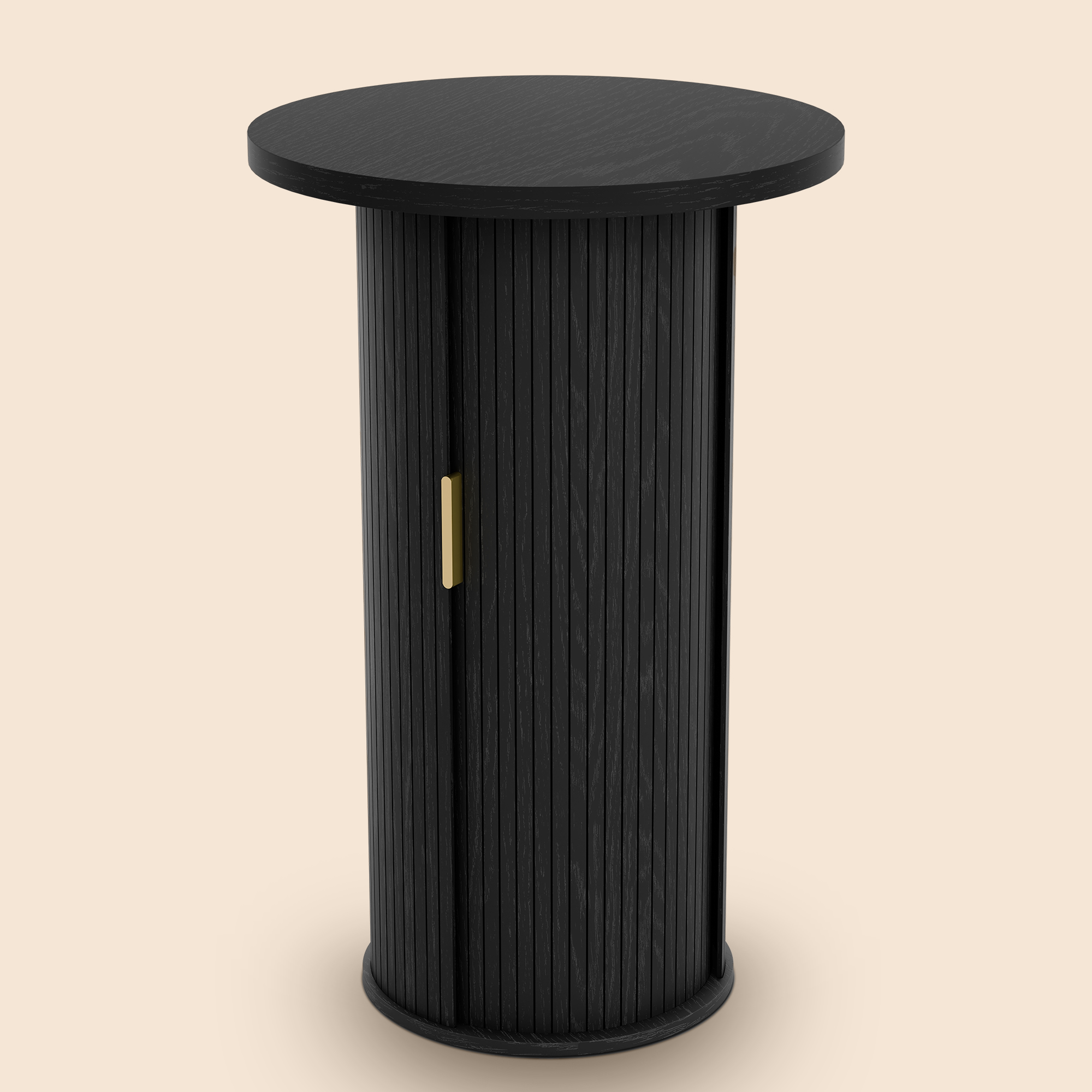 36'' Round Tambour Counter-Height Dining Table – Modern Wood Pedestal Base