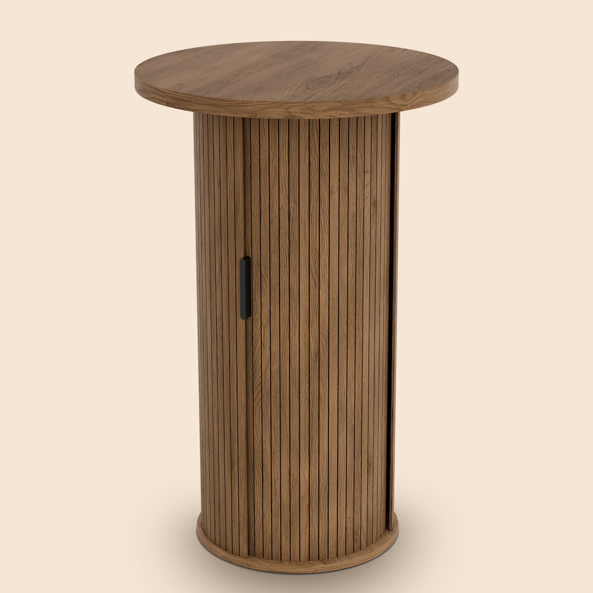 36'' Round Tambour Counter-Height Dining Table – Modern Wood Pedestal Base