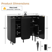 22 Pair Modern Fluted Shoe Cabinet with Adjustable Shelves