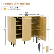 22 Pair Modern Fluted Shoe Cabinet with Adjustable Shelves