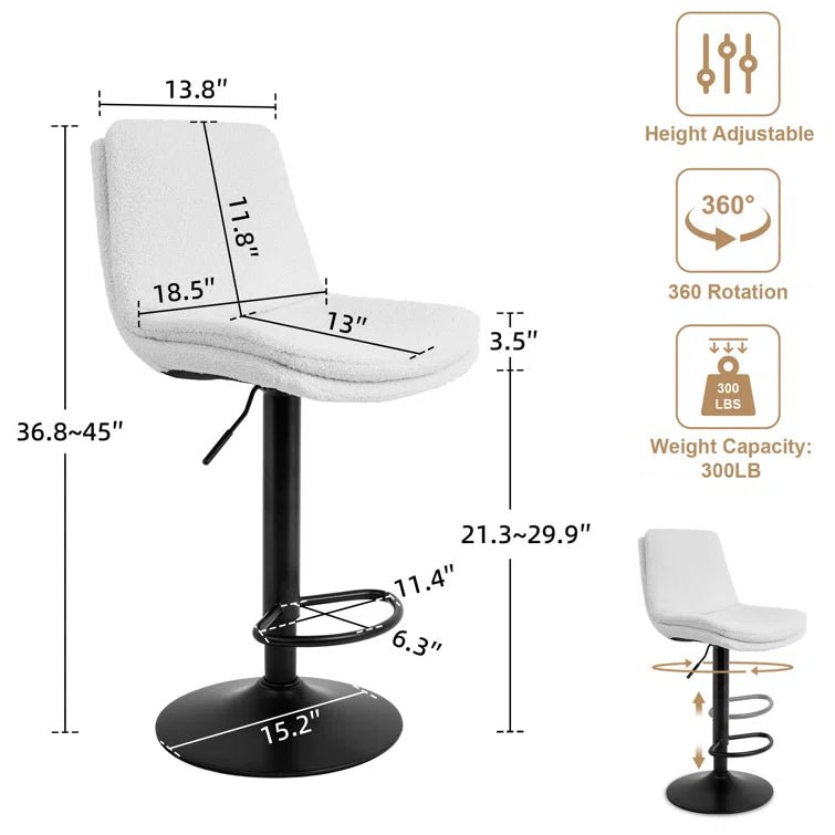 Adjustable Height Counter & Bar Stool (Set of 2) - White/SW9721ALWLQ2