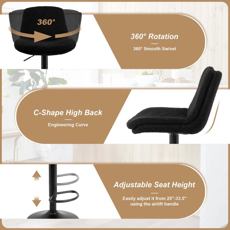 Adjustable Height Counter & Bar Stool (Set of 2) - Black/SW9721ALKAQ2