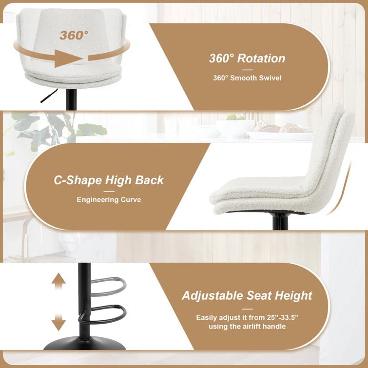 Adjustable Height Counter & Bar Stool (Set of 2) - White/SW9721ALWLQ2