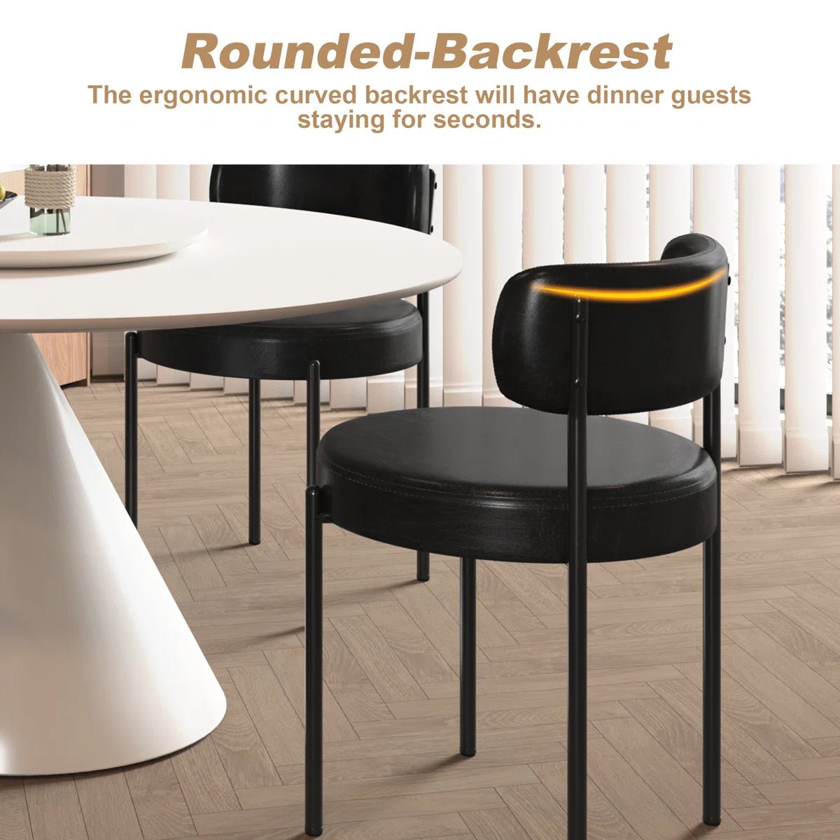 Black Leather Dining Chairs (Set of 2) - /SW9805ALKAQ2