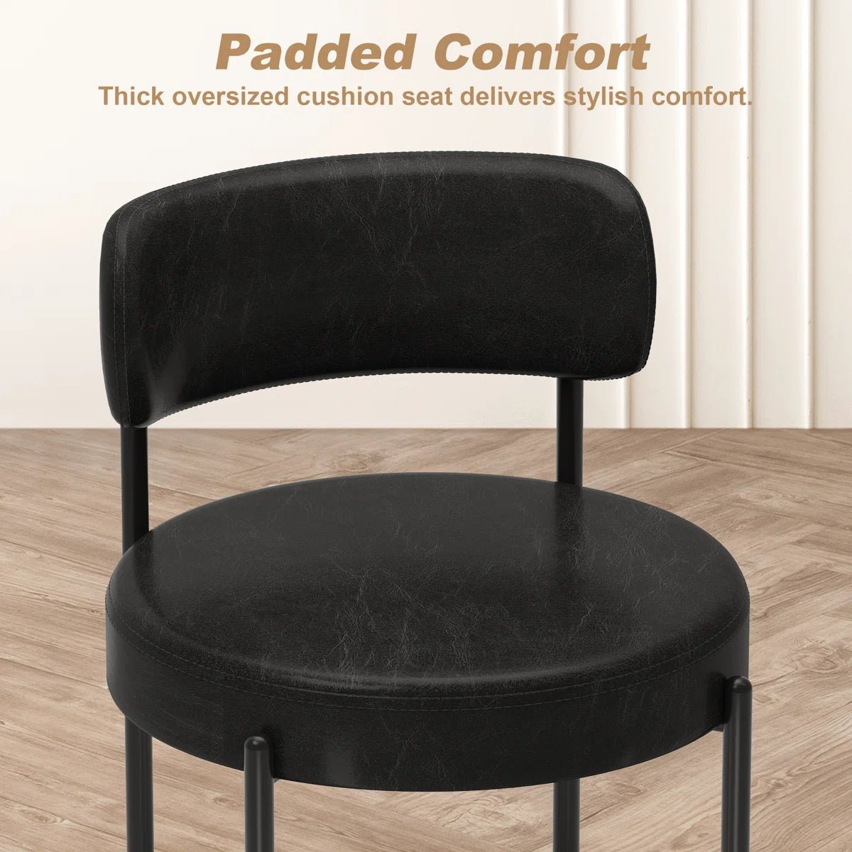 Black Leather Dining Chairs (Set of 2) - /SW9805ALKAQ2