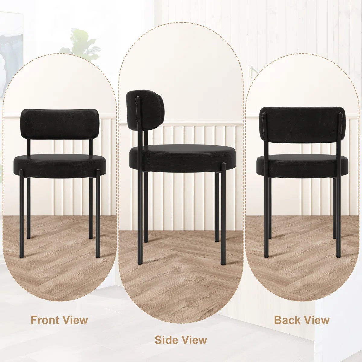 Black Leather Dining Chairs (Set of 2) - /SW9805ALKAQ2