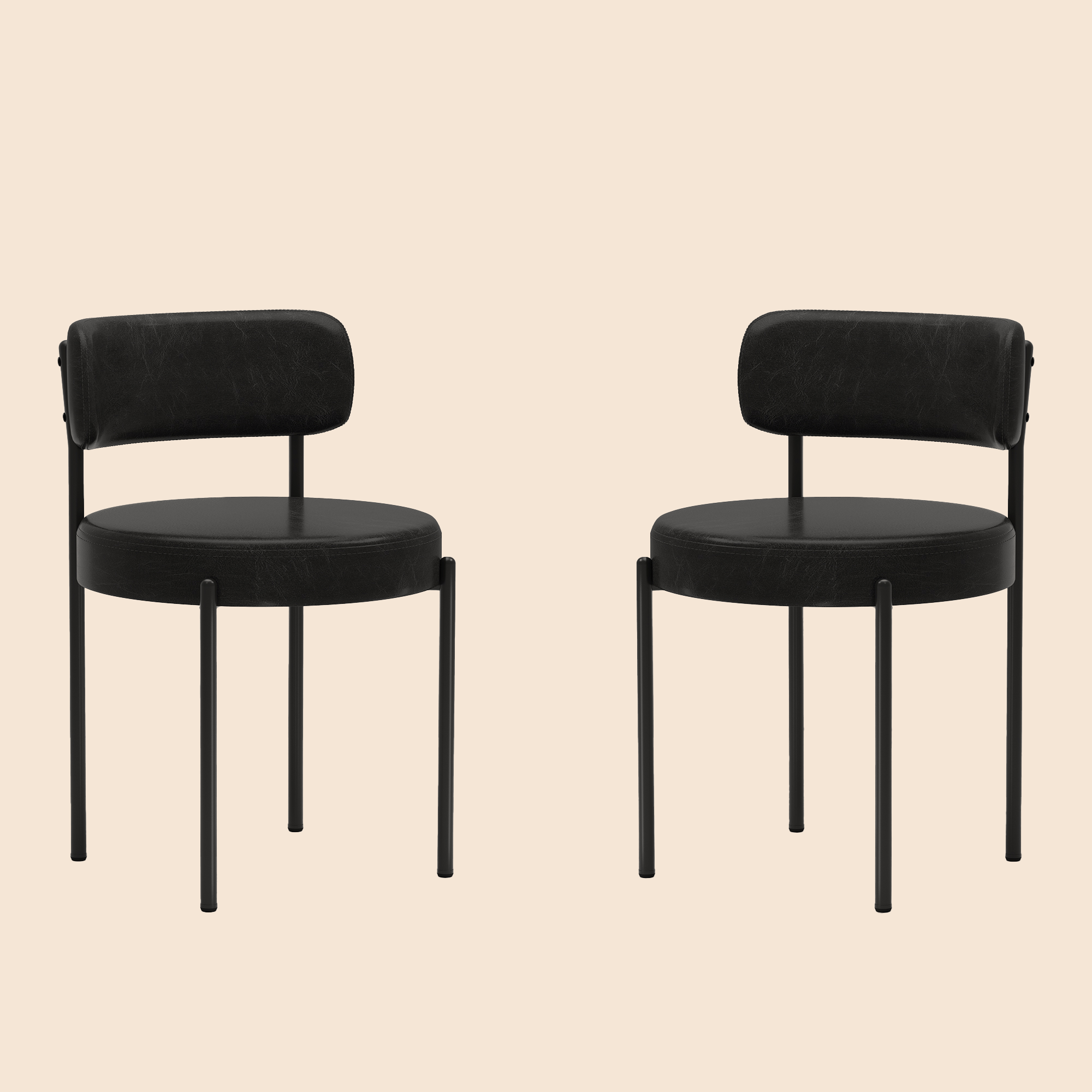 Black Leather Dining Chairs (Set of 2) - /SW9805ALKAQ2