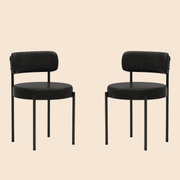 Black Leather Dining Chairs (Set of 2) - /SW9805ALKAQ2
