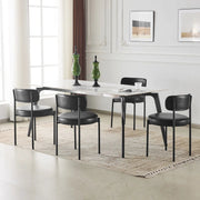 Black Leather Dining Chairs (Set of 4) - Black/SW9805ALKAQ4