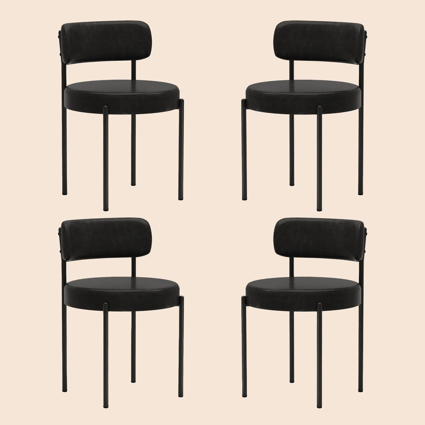 Black Leather Dining Chairs (Set of 4) - Black/SW9805ALKAQ4