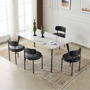 Black Leather Dining Chairs (Set of 4) - Black/SW9805ALKAQ4