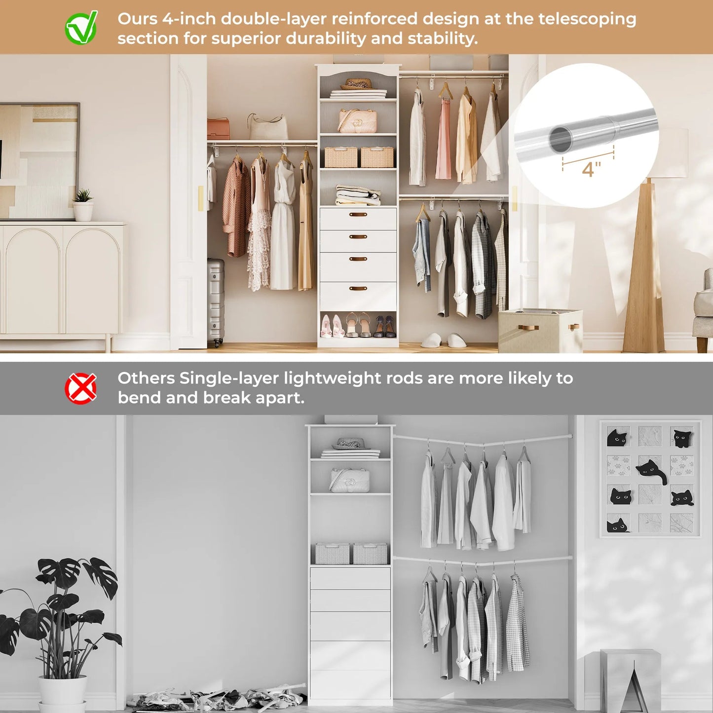 Expandable Closet System Fits 2–9.7 ft Wide - /SW9741BKWR