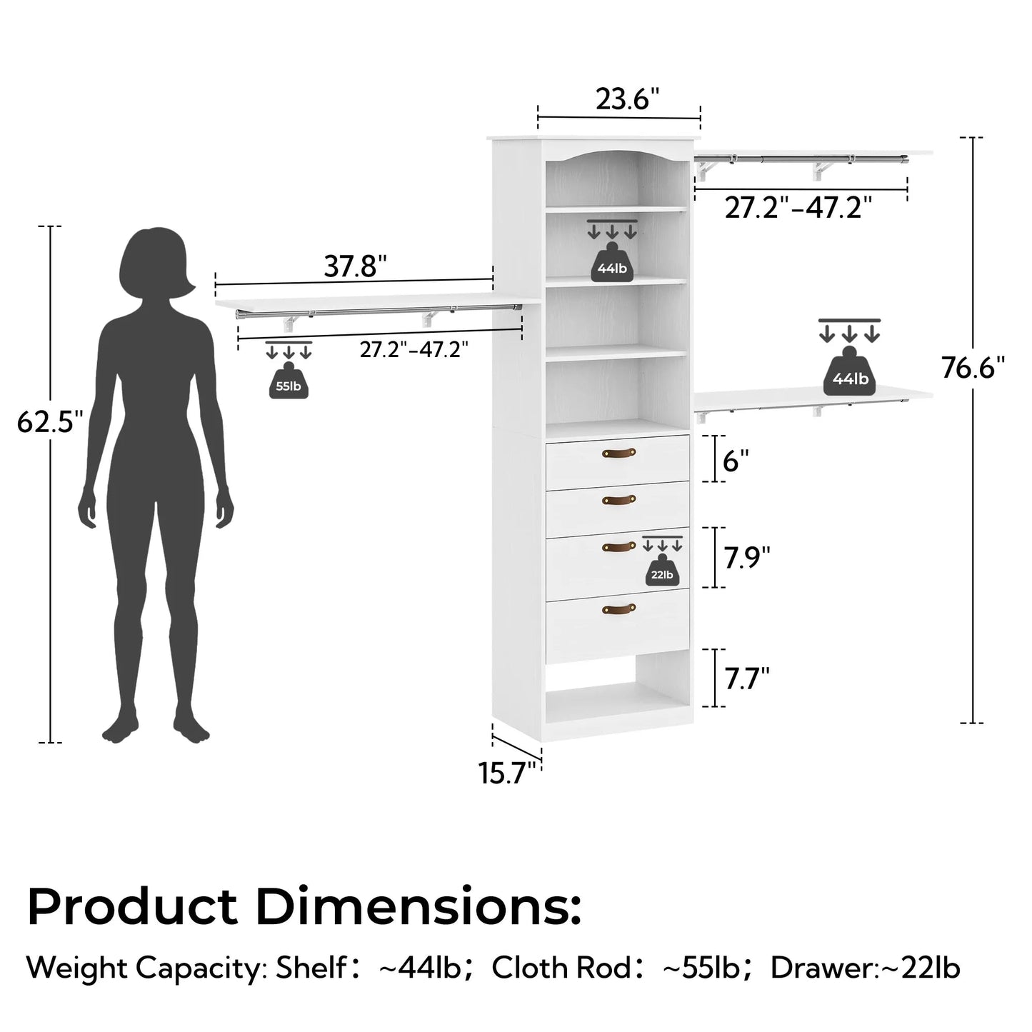 Expandable Closet System Fits 2–9.7 ft Wide - /SW9741BKWR