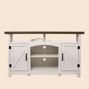 Farmhouse Corner TV Stand with USB Ports and Outlet Fit for TVs up to 60" - White/SW9702AJWR