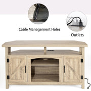Farmhouse Corner TV Stand with USB Ports and Outlet Fit for TVs up to 60" - White/SW9702AJWR