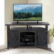 Farmhouse Corner TV Stand with USB Ports and Outlet Fit for TVs up to 60" - Black/SW9702AJEE
