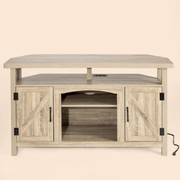 Farmhouse Corner TV Stand with USB Ports and Outlet Fit for TVs up to 60" - Brown/SW9702AJTP