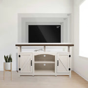 Farmhouse Corner TV Stand with USB Ports and Outlet Fit for TVs up to 60" - White/SW9702AJWR