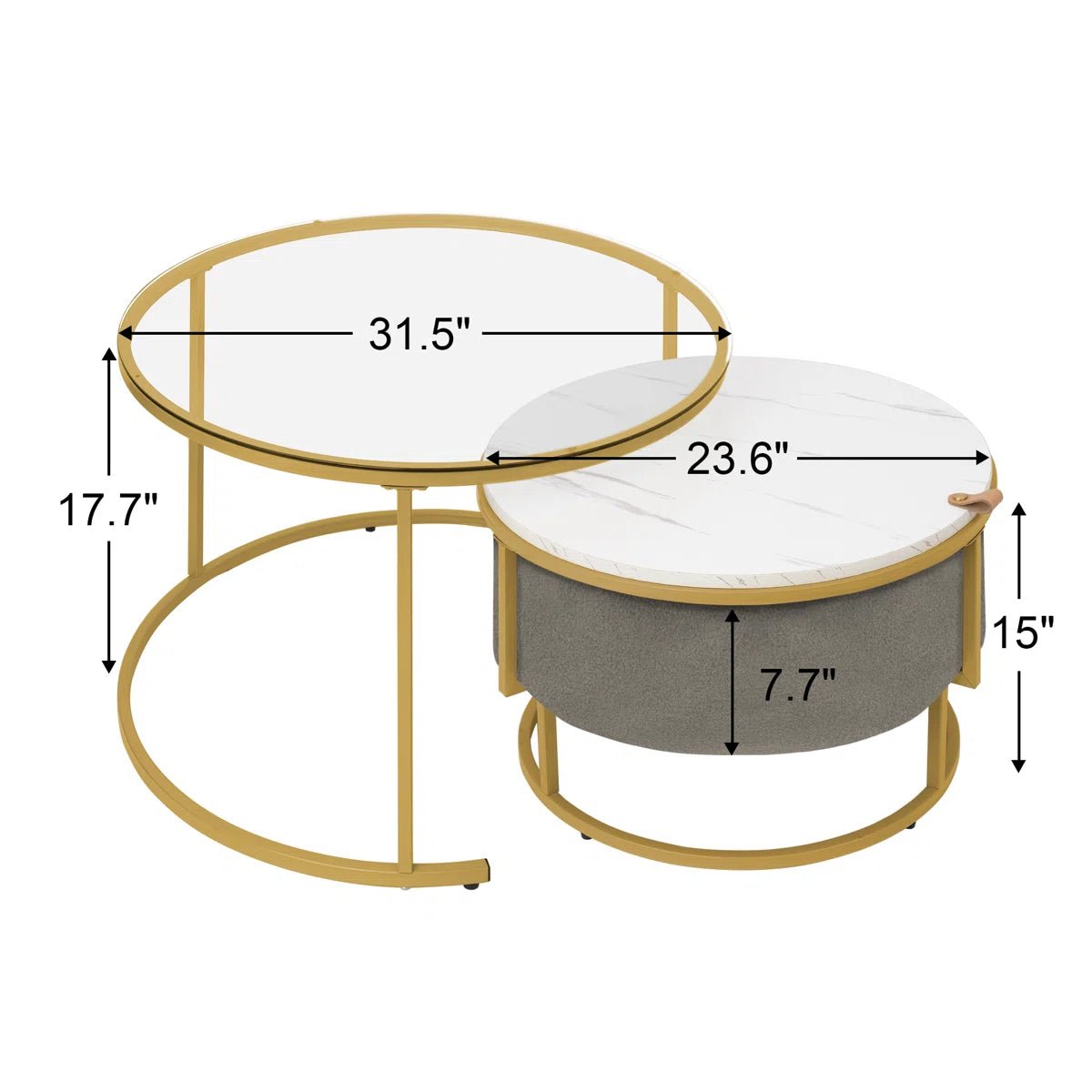 Glass Top Nesting Coffee Table - Golden/SW9711BHYC