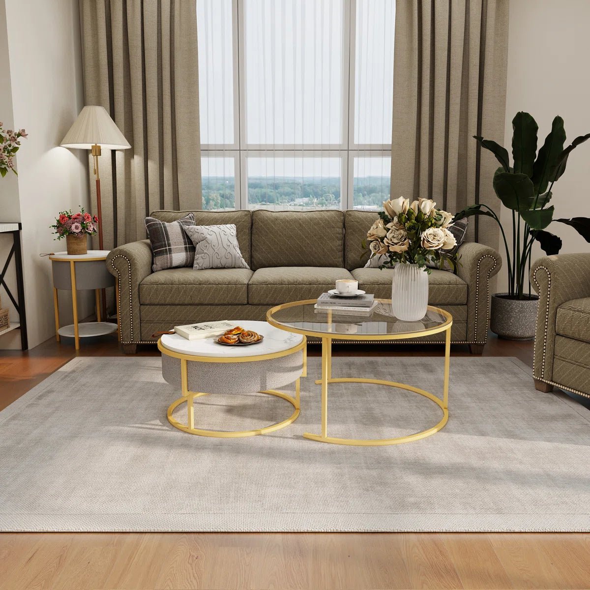 Glass Top Nesting Coffee Table - Golden/SW9711BHYC