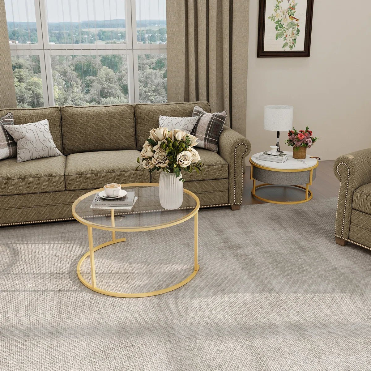 Glass Top Nesting Coffee Table - Golden/SW9711BHYC