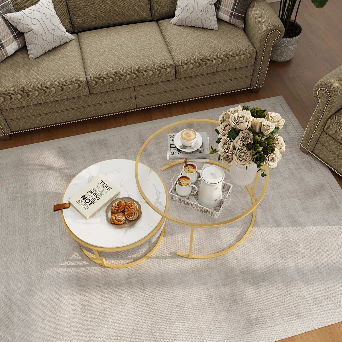 Glass Top Nesting Coffee Table - Golden/SW9711BHYC