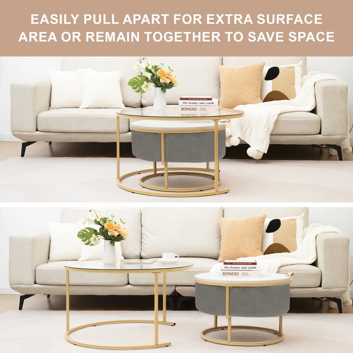Glass Top Nesting Coffee Table - Golden/SW9711BHYC