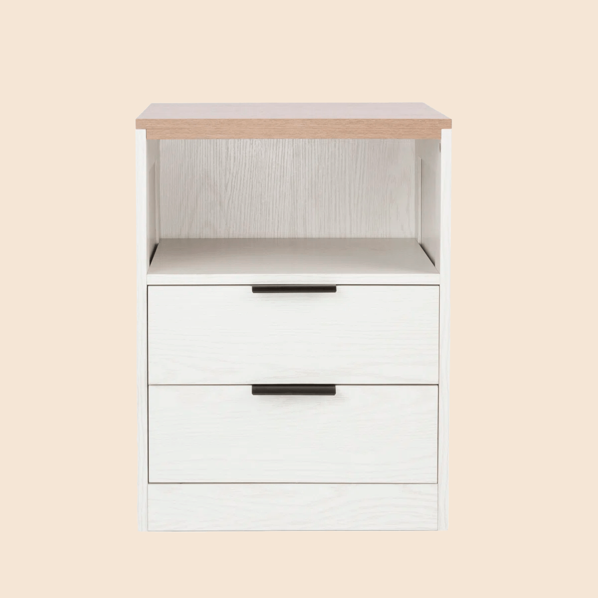 LED Wood Nightstand with 2 Drawers - White/SW9707ALWT