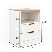 LED Wood Nightstand with 2 Drawers - White/SW9707ALWT