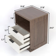 LED Wood Nightstand with 2 Drawers - Black/SW9707ALNH