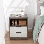 LED Wood Nightstand with 2 Drawers - Black/SW9707ALNH